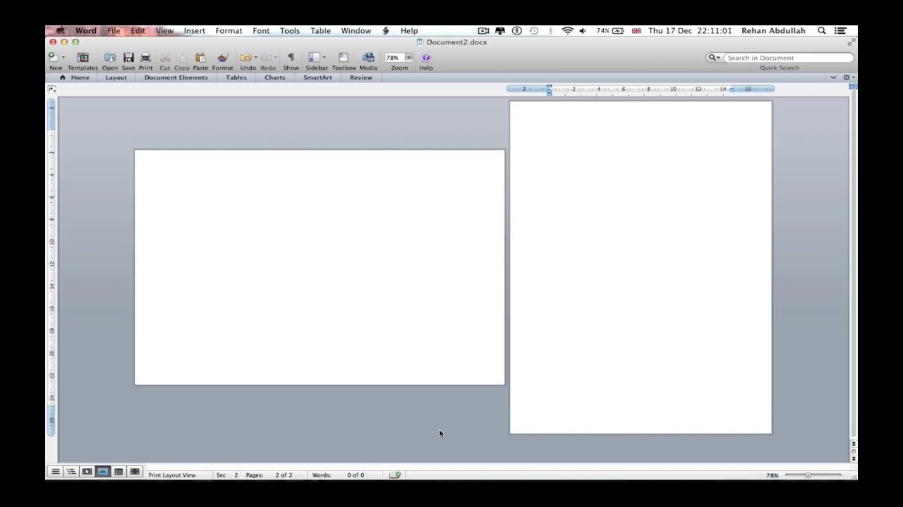 mac word landscape for just a section